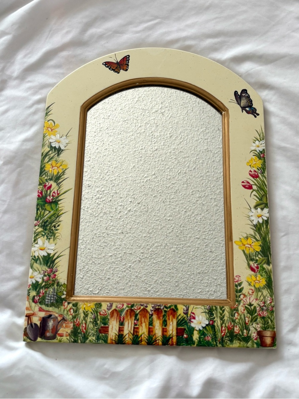 Vintage 90s butterfly nature mirror cute cottage home decor wall hanging